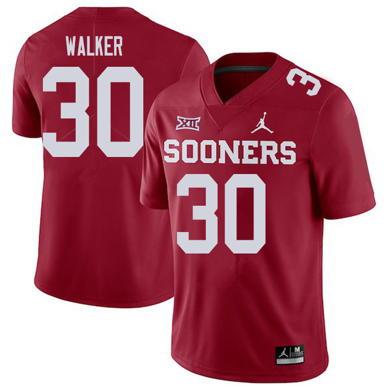 Men #30 Brynden Walker Oklahoma Sooners College Football Jerseys Sale-Crimson